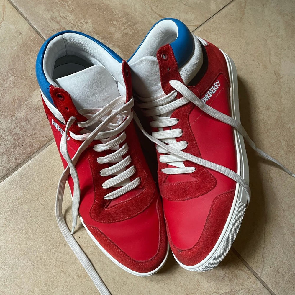 Burberry Red Leather High Top Shoes